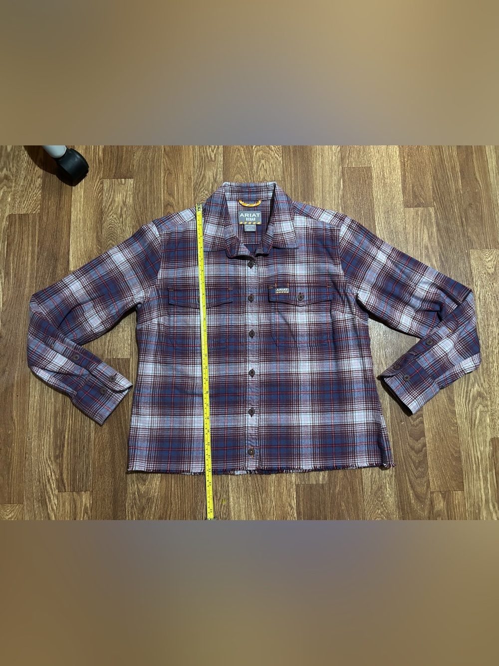 NWOT Cropped Ariat Rebar Women's Plaid Flannel Button-Up Long Sleeve Size S